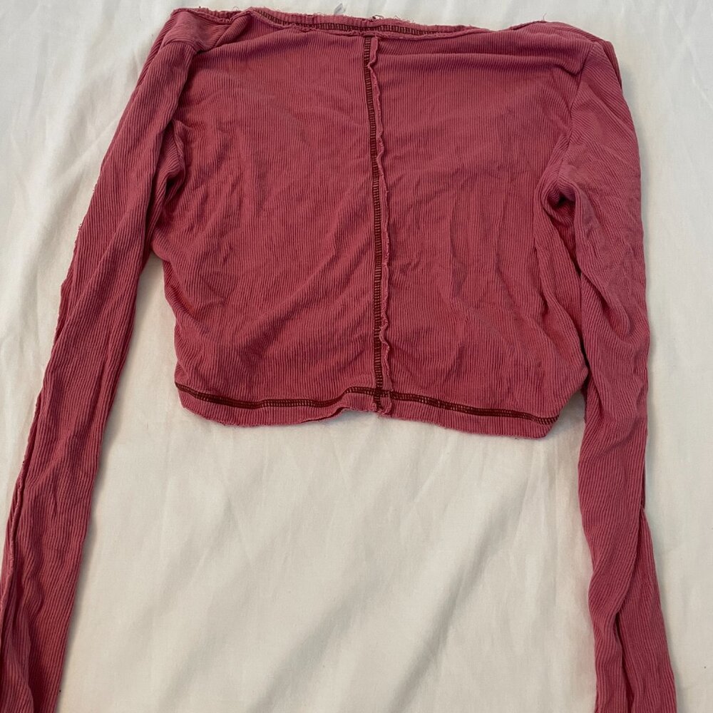 Out From Under Raspberry Long Sleeve Distressed T… - image 4